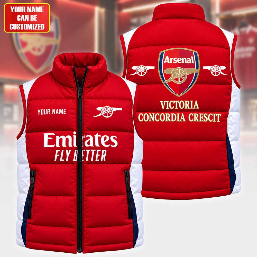 Custom ARS FC 2026 Sleeveless Windproof Puffer Jacket Arsenal FC Merch Gifts For Gunners