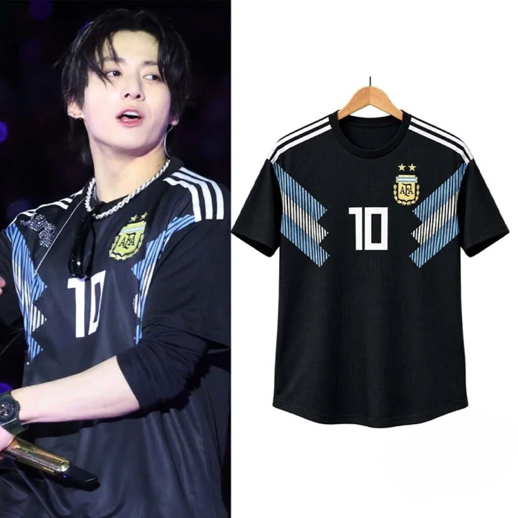 Jungkook Arirang Buenos Aires Argentina Lionel Messi 2018 World Cup Away Jersey BTS Merch Tour