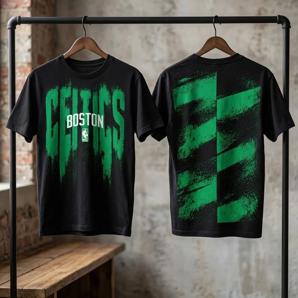 Boston Celtics Drip Wordmark Grunge T-Shirt Boston Celtics Merch Gift For Basketball Fans