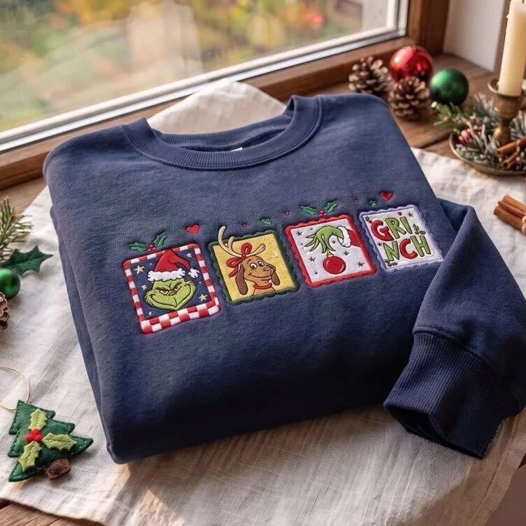 Grinch Inspired Sweatshirt Retro Christmas Crewneck Funny Holiday Clothing Xmas Gift For Her