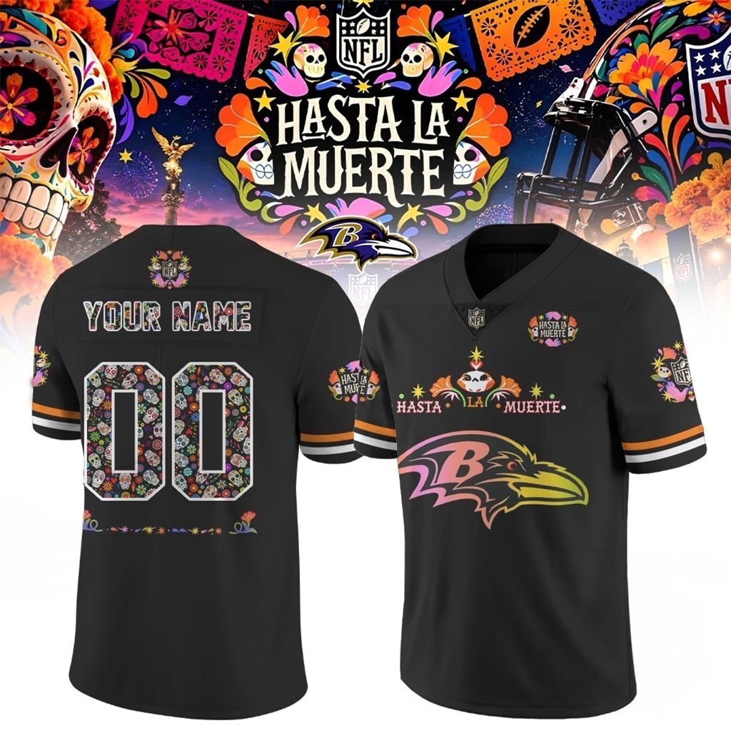 Personalized Baltimore Ravens Merch Hasta la Muerte 2026 Football Jersey Gift For Game Day
