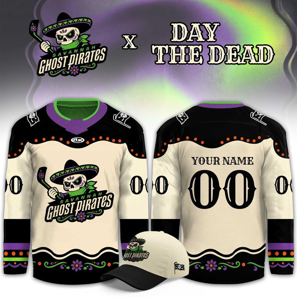 Personalized Savannah Ghost Pirates Day Of The Dead Hockey Jersey 2026 Ghost Pirates Merch