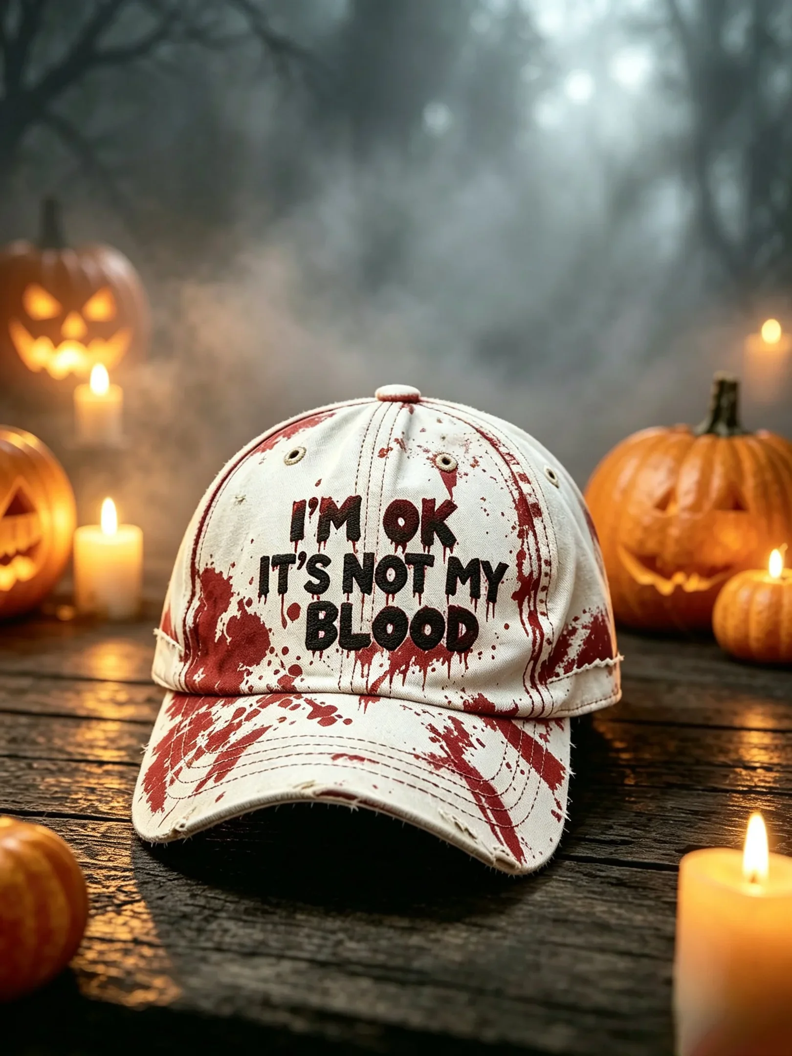 Halloween I'm Ok Its Not My Blood Hat Halloween Baseball Cap Spooky Gift Ideas