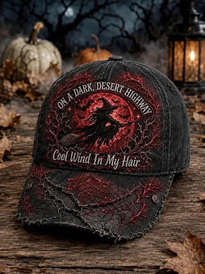 On A Dark Desert Highway Witch Halloween Hat Spooky Witch Baseball Cap