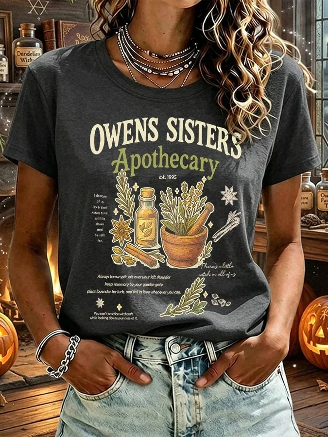 Owens Sisters Apothecary T-Shirt Practical Magic Witch Clothes Halloween Gift for Mom