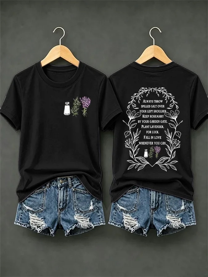 Always Throw Spilled Salt Over Your Left Shoulder T-Shirt Lavender Witchy Gift Idea