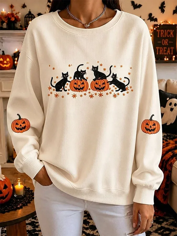 Halloween Cat Pumpkin Spice Sweatshirt Halloween Apparel Holiday Gifts