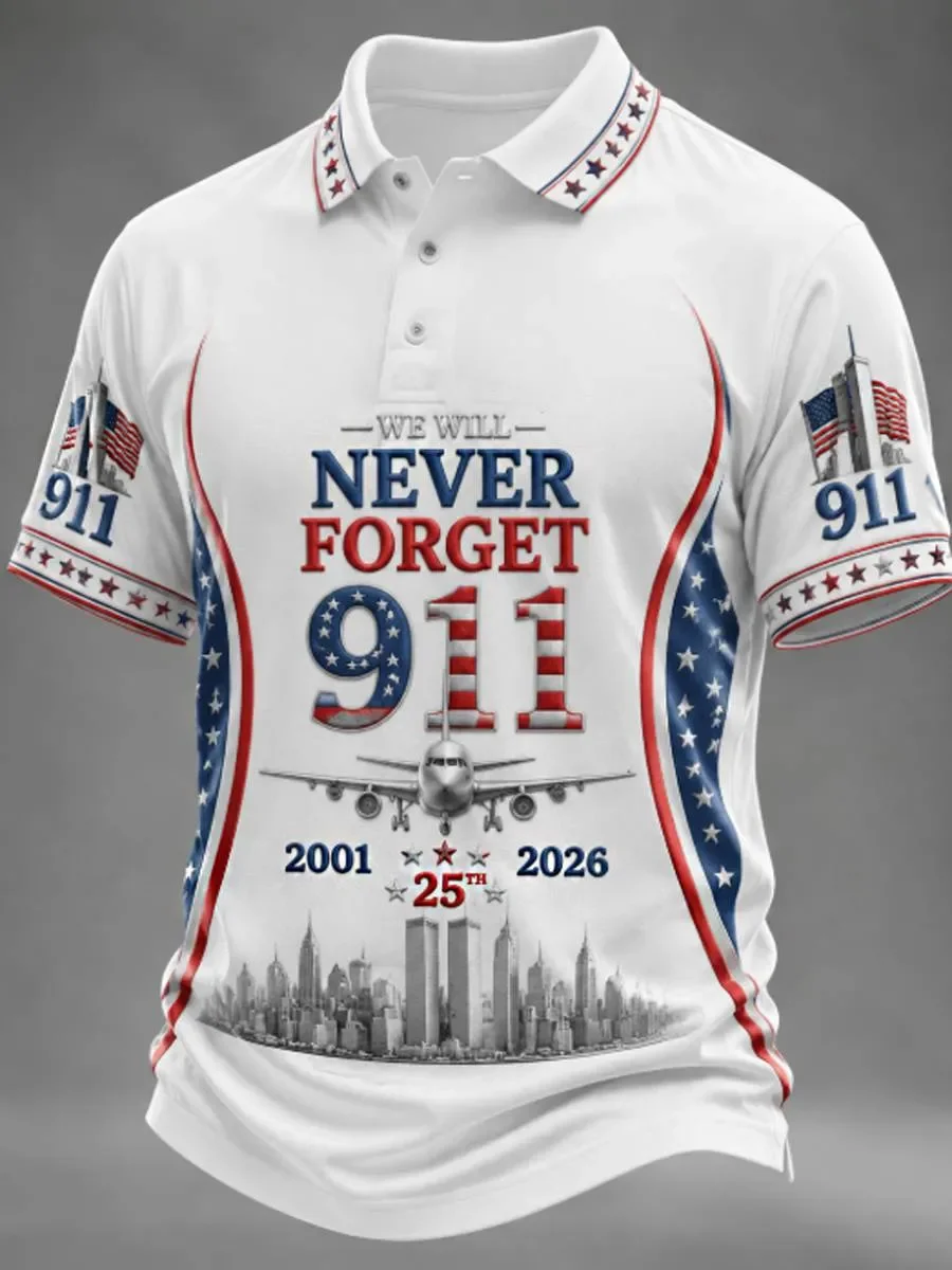 9 11 25th Anniversary Never Forget Polo Shirt 9 11 Patriotic Apparel Best Fans Gears