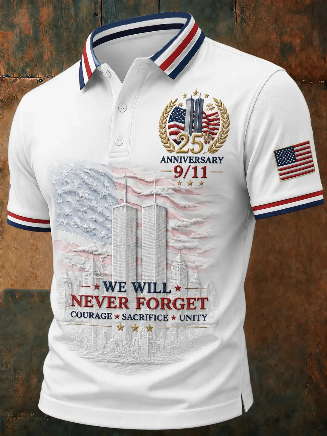 9 11 25th Anniversary Never Forget Polo Shirt Patriot Day Clothing Patriotic Gift For Him