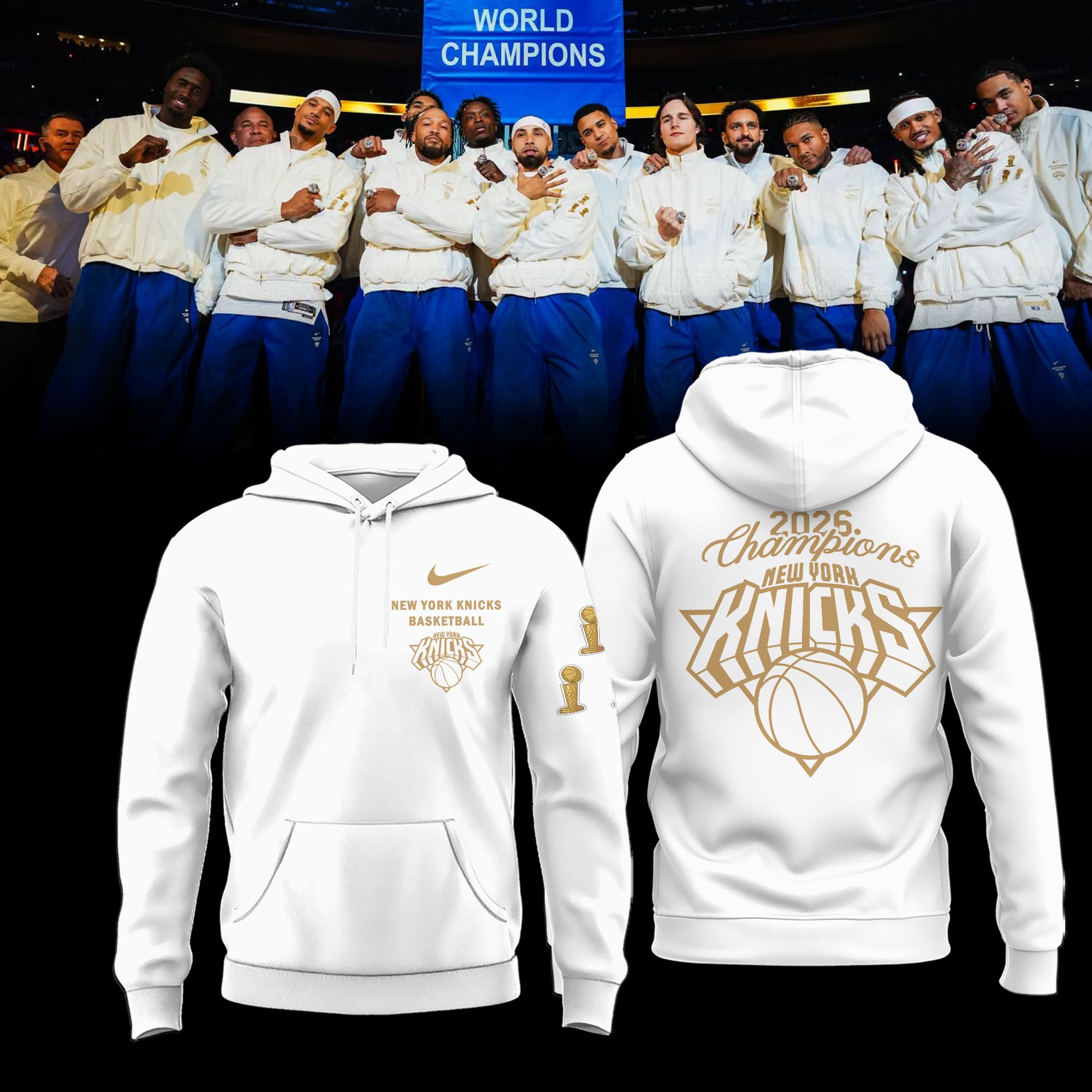 New York Knicks Merch 2025 26 NBA Champions Hoodie New York Knicks Clothing