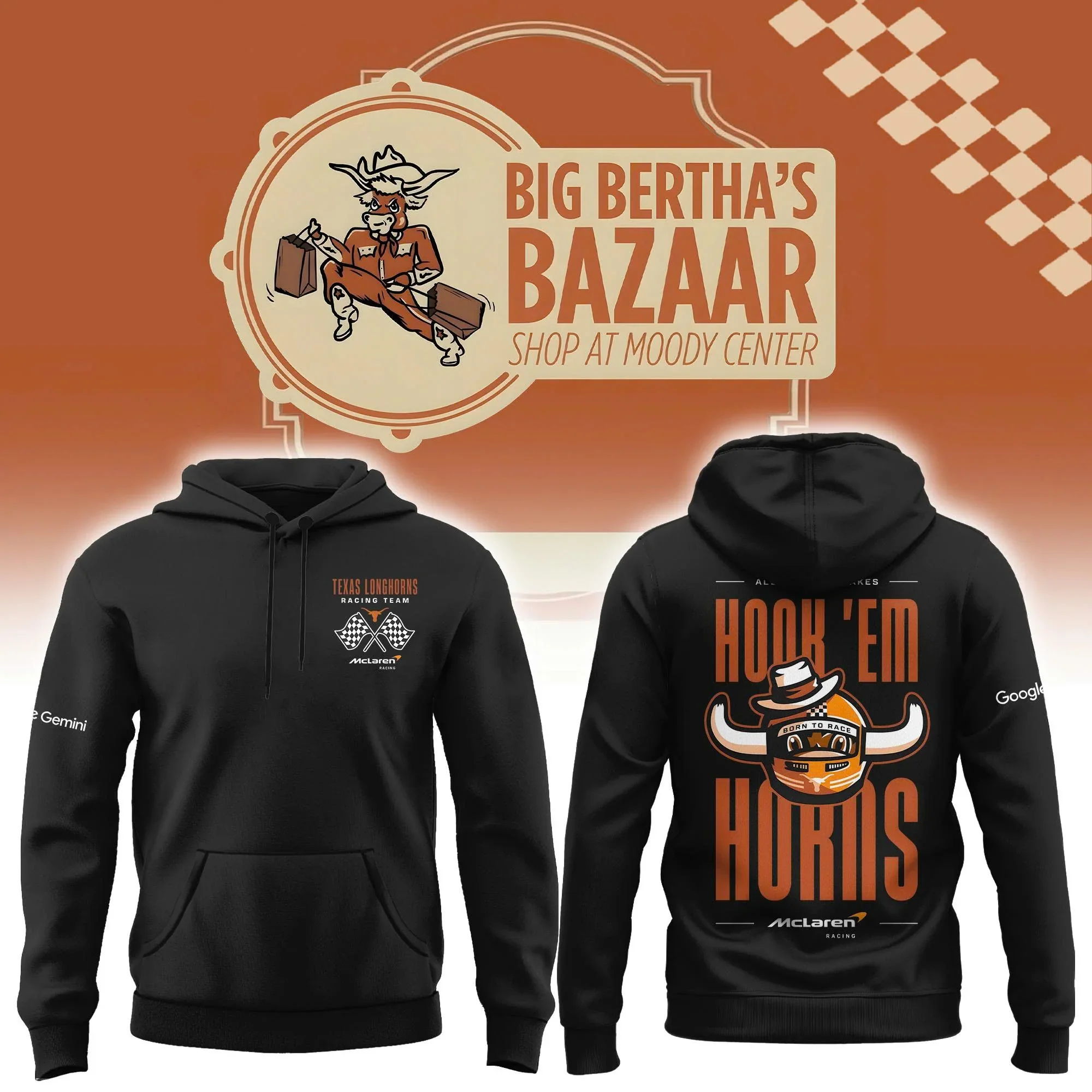 Texas Longhorns Merch X McLaren Hook Em Horns Hoodie Best Texas Longhorns Apparel