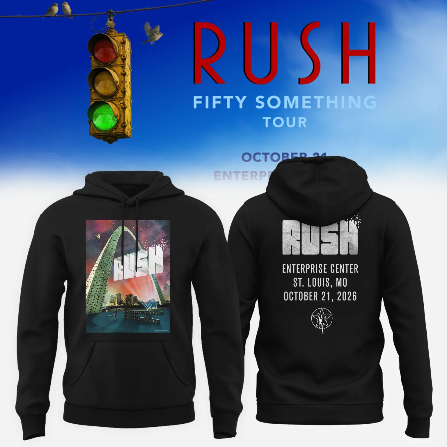 Rush Merch Fifty Something Tour 2026 St Louis MO Hoodie Rush Clothing Fan Gifts