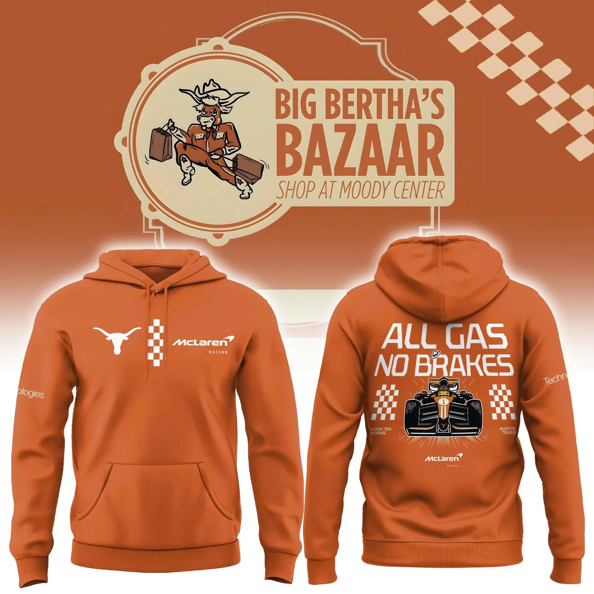 Texas Longhorns Merch X McLaren Hook Em Horns Hoodie Texas Longhorns Apparel F1 Lover Gift
