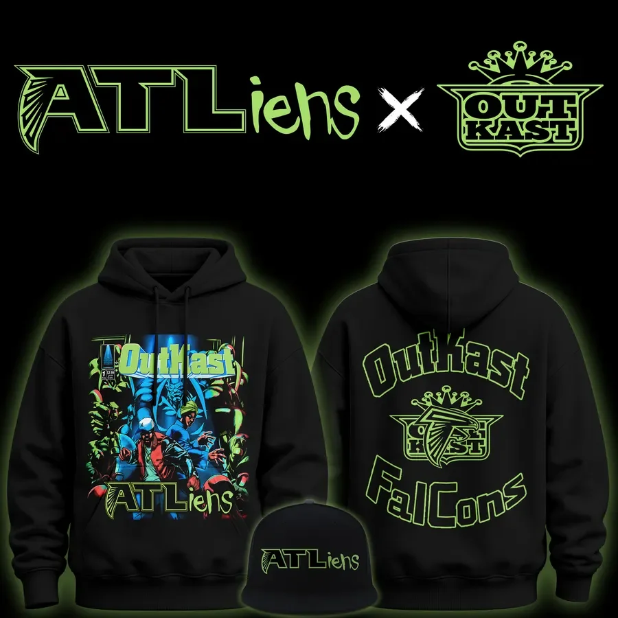 OutKast Merch X Atlanta Falcons ATLiens 30Th Anniversary Hoodie OutKast Hooded Sweatshirt