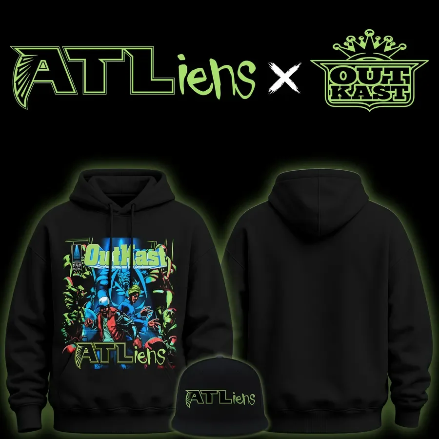 OutKast Merch X Atlanta Falcons ATLiens 30Th Anniversary Hoodie Outkast Apparel Hip Hop Lover Gift
