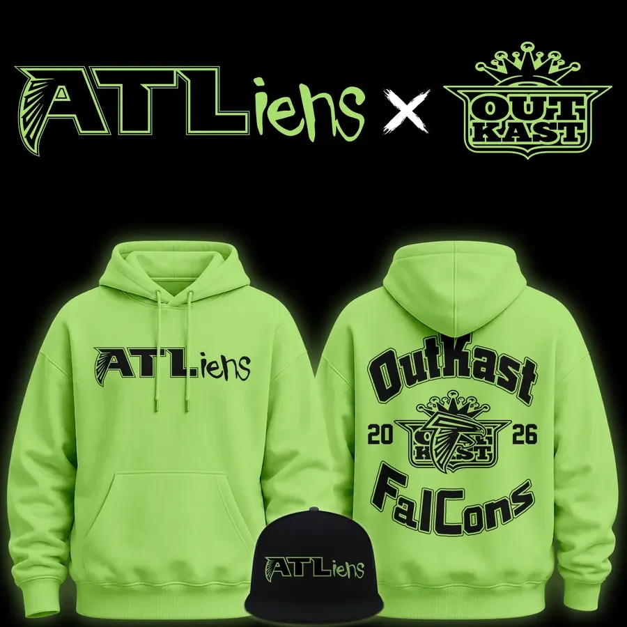 OutKast Merch X Atlanta Falcons ATLiens 30Th Anniversary Hoodie Present Ideas For Outkast Fans
