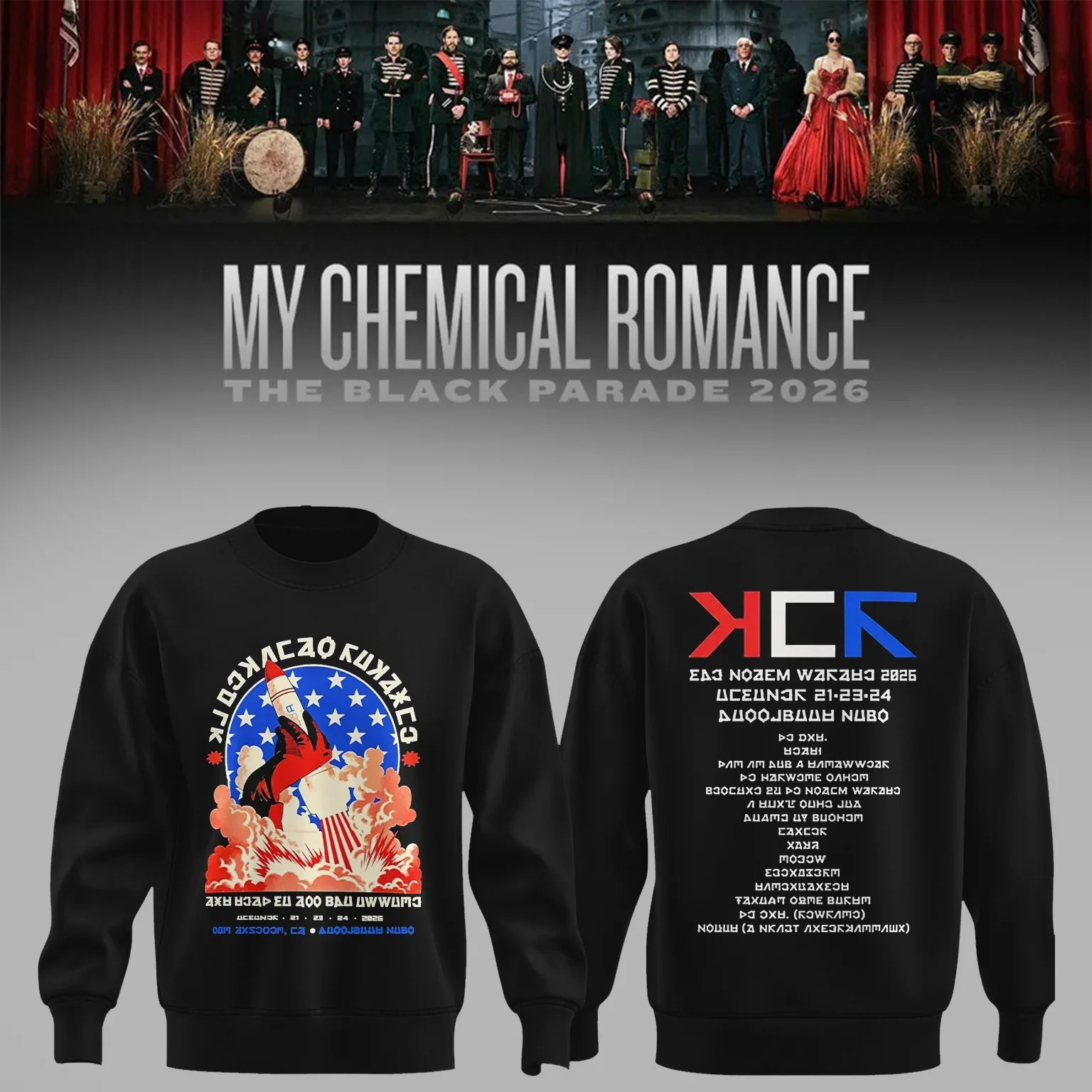 My Chemical Romance Merch The Black Parade 2026 Tour Sweatshirt My Chemical Romance Clothing Line