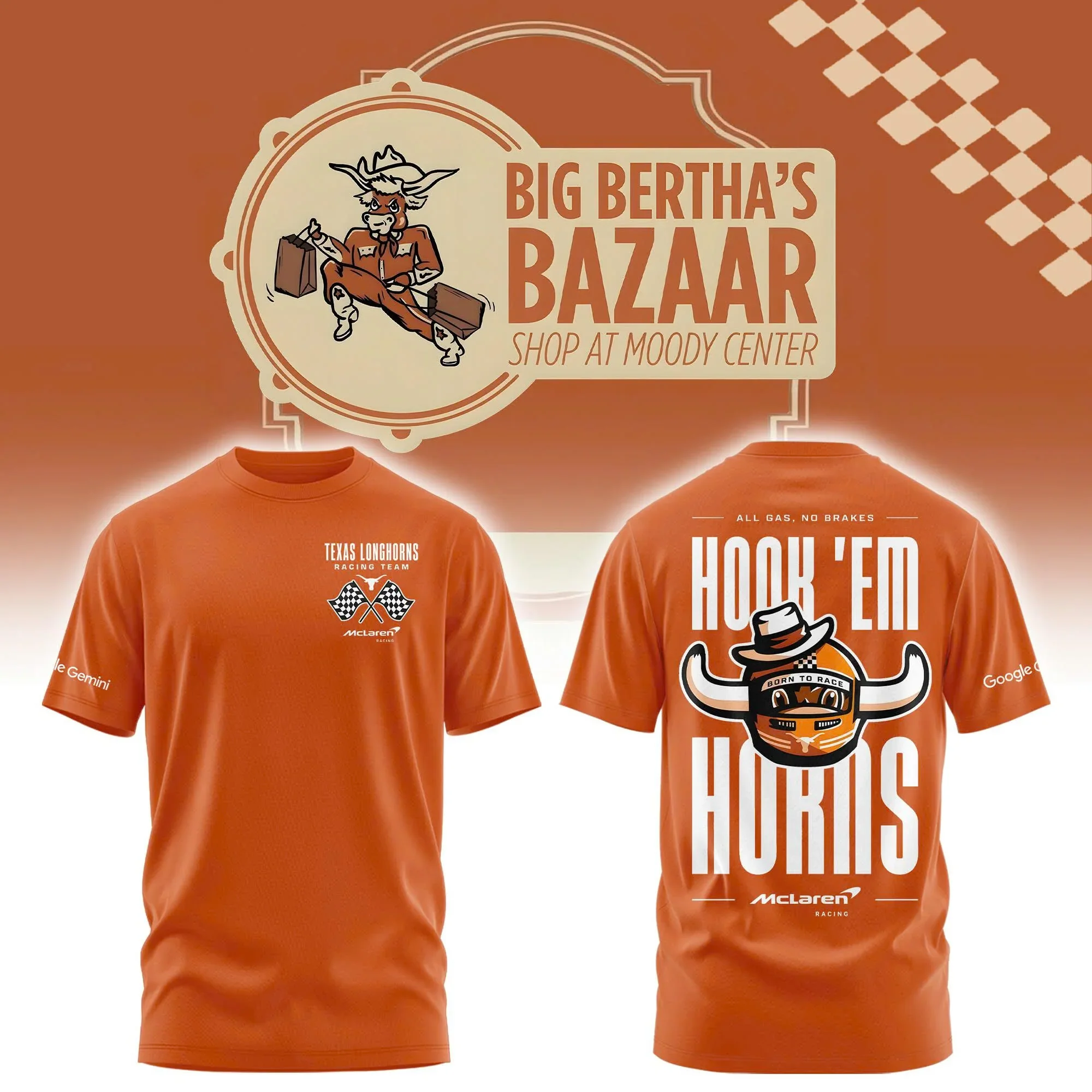 Texas Longhorns Merch x McLaren Racing Head 2 Head T-Shirt F1 Clothes Gifts For Fans