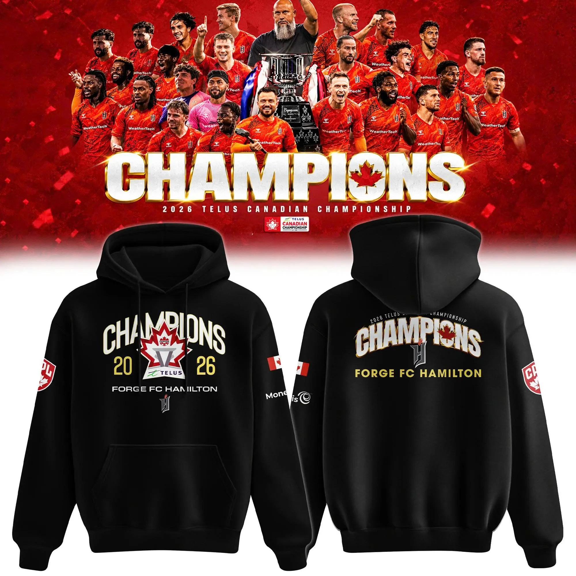 Forge FC Hamilton 2026 TELUS Canadian Championship Winners Hoodie Forge FC Apparel