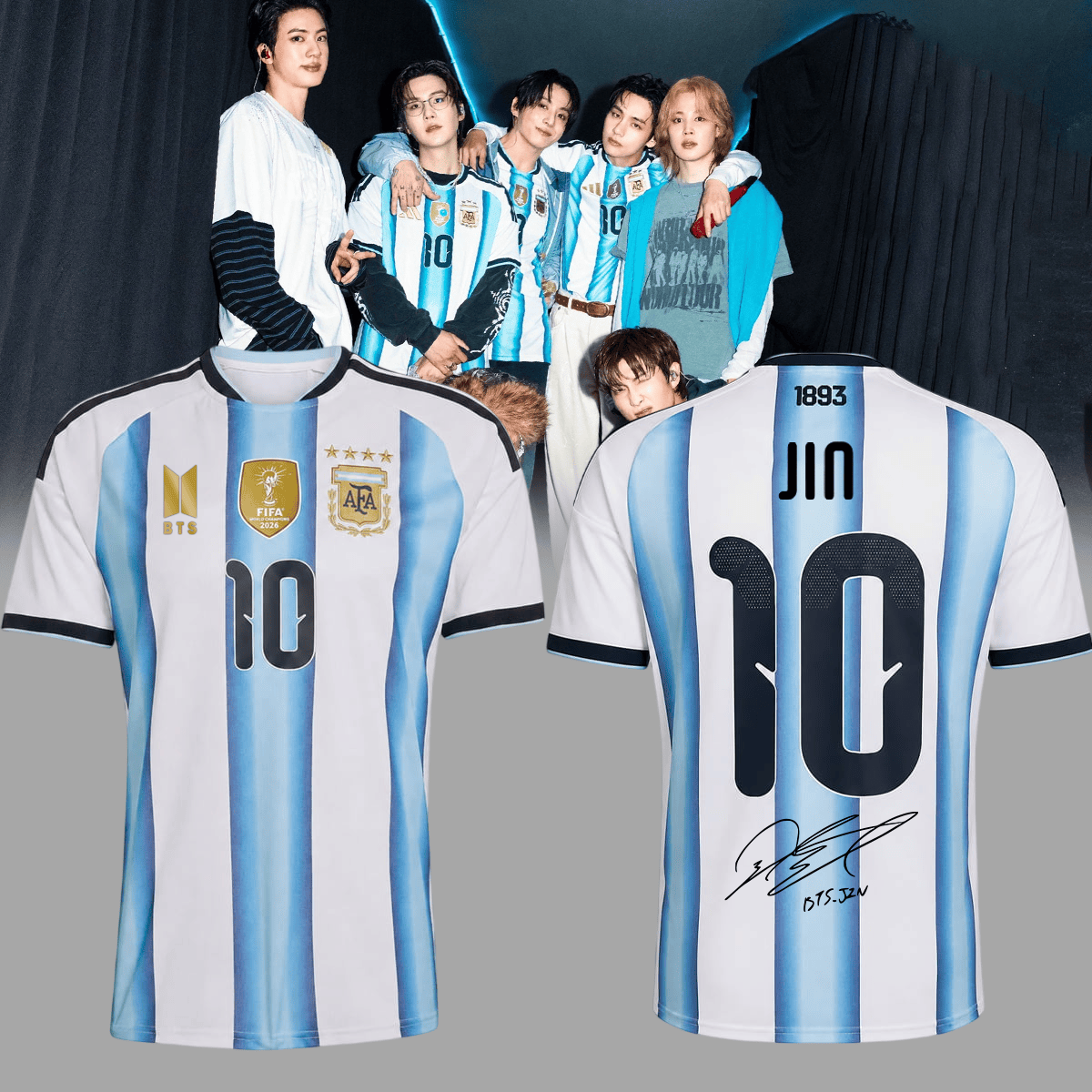 Jin BTS Merch x Argentina Arirang World Tour 2026 Jersey Best Gifts For Army