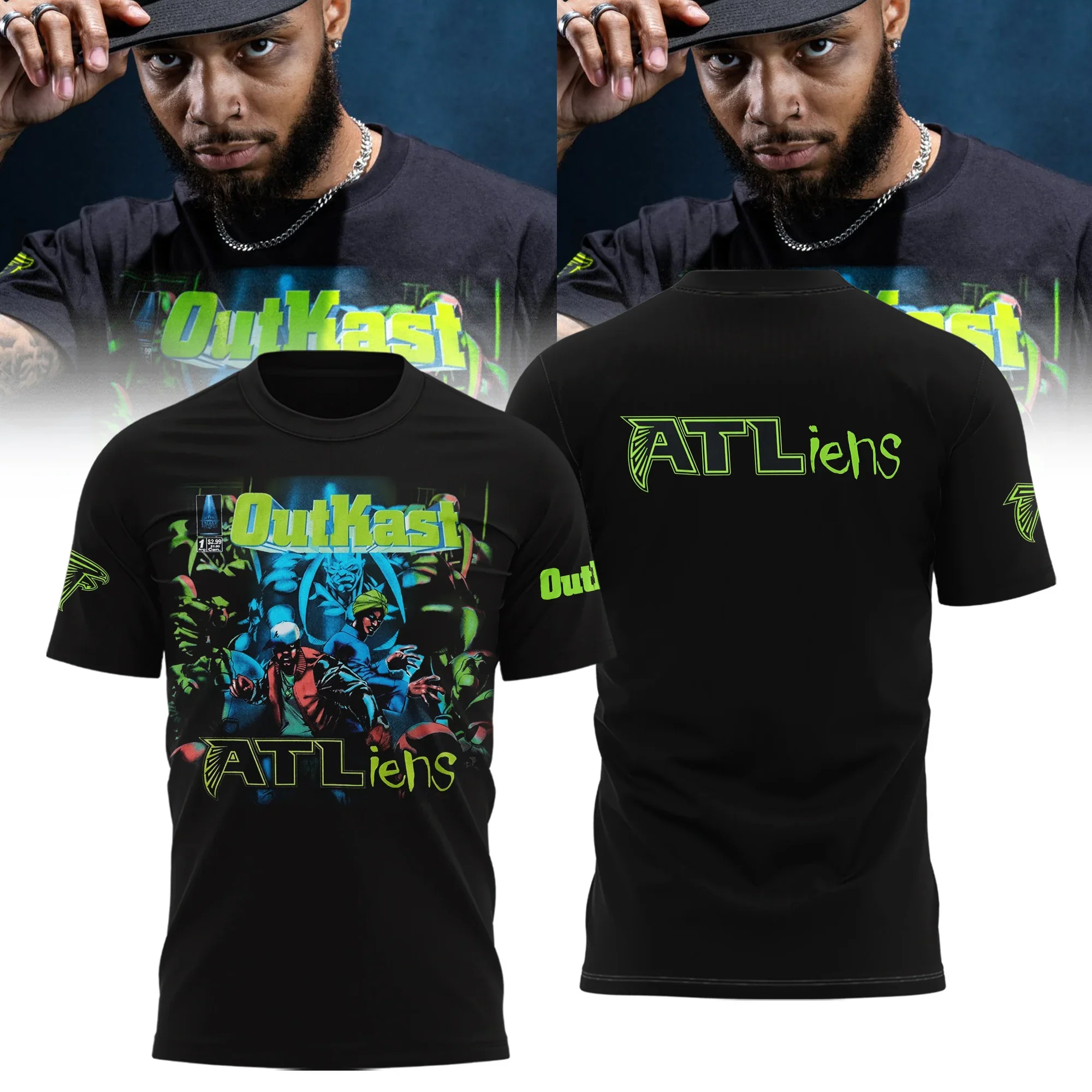 OutKast x Atlanta Falcons 30th Anniversary ATLiens T-Shirt Present For Football Lovers