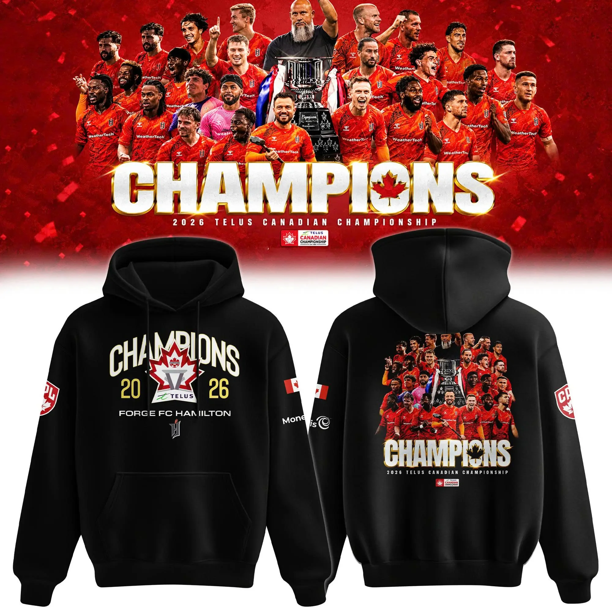 Forge FC Hamilton 2026 TELUS Canadian Championship Winners Hoodie Forge FC Clothing