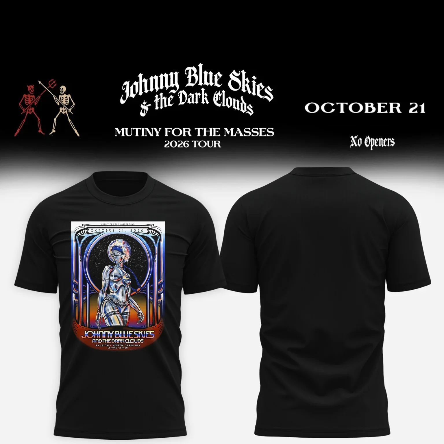 Johnny Blue Skies Merch The Dark Clouds Mutiny For The Masses 2026 Tour Shirt Best Gifts