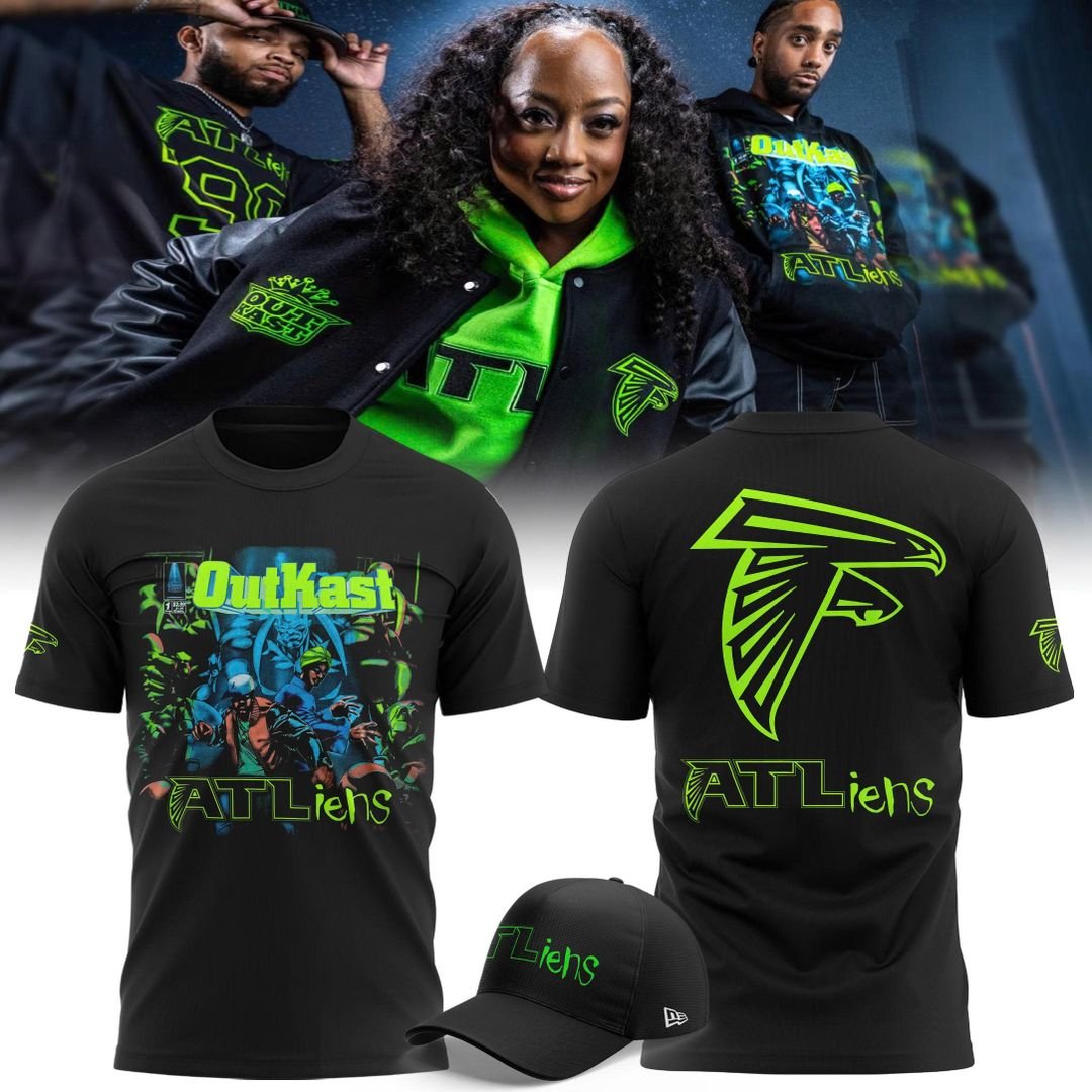 OutKast x Atlanta Falcons 30th Anniversary ATLiens Album T-Shirt Football Fan Gear