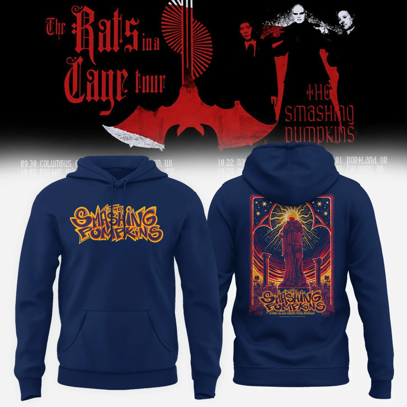 The Smashing Pumpkins Merch The Rats In A Cage Tour Indianapolis IN Hoodie The Smashing Pumpkins Apparel