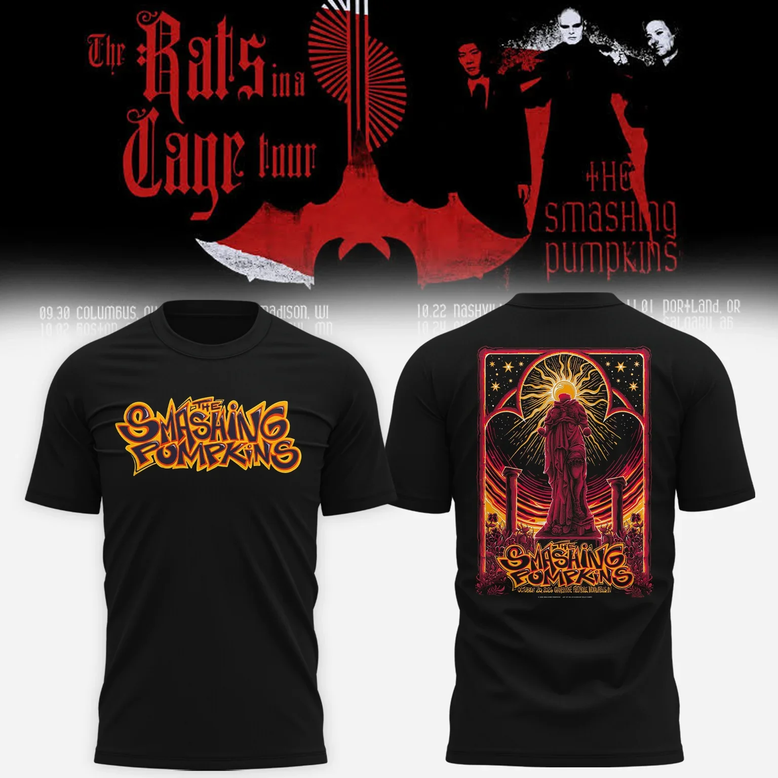 The Smashing Pumpkins Merch The Rats In A Cage Tour Indianapolis IN T-Shirt Best Fan Gifts