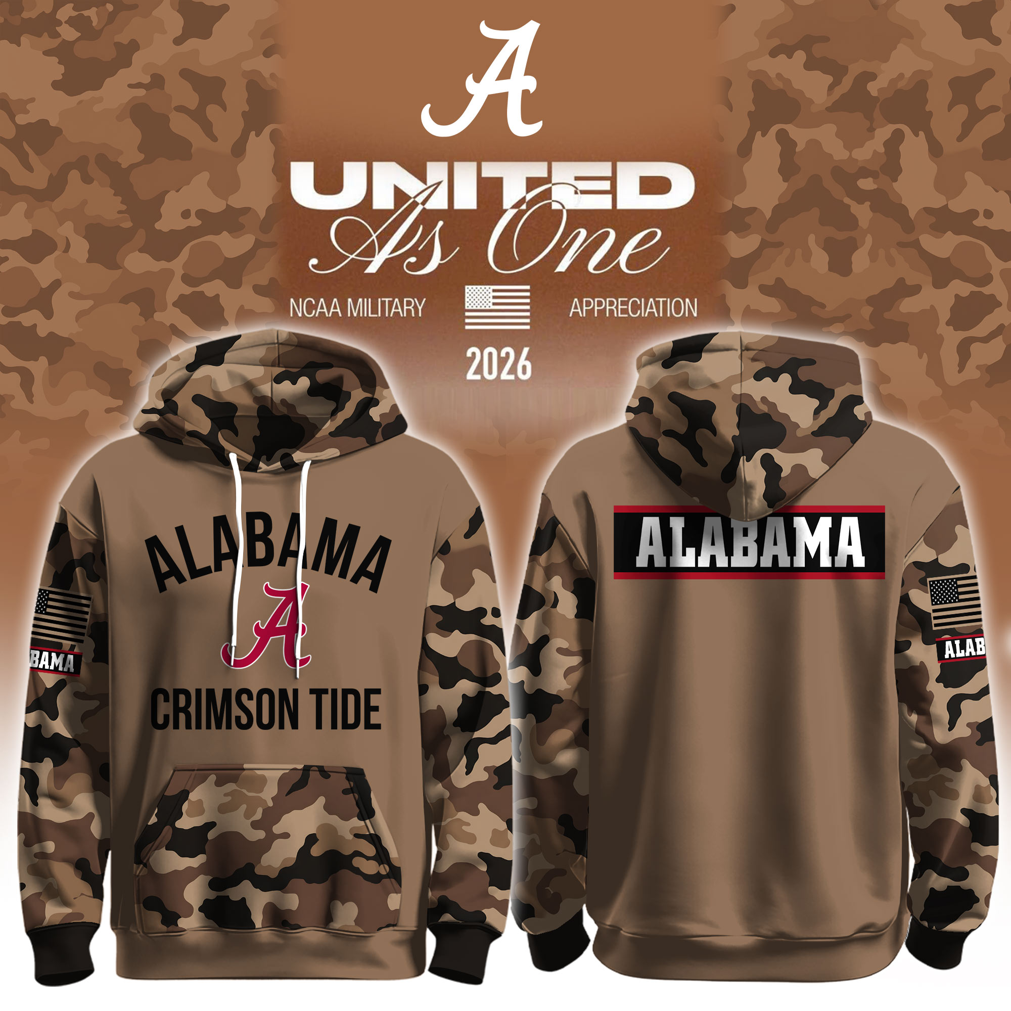 Alabama Crimson Tide Merch X 2026 Military Appreciation Hoodie Alabama Crimson Tide Apparel