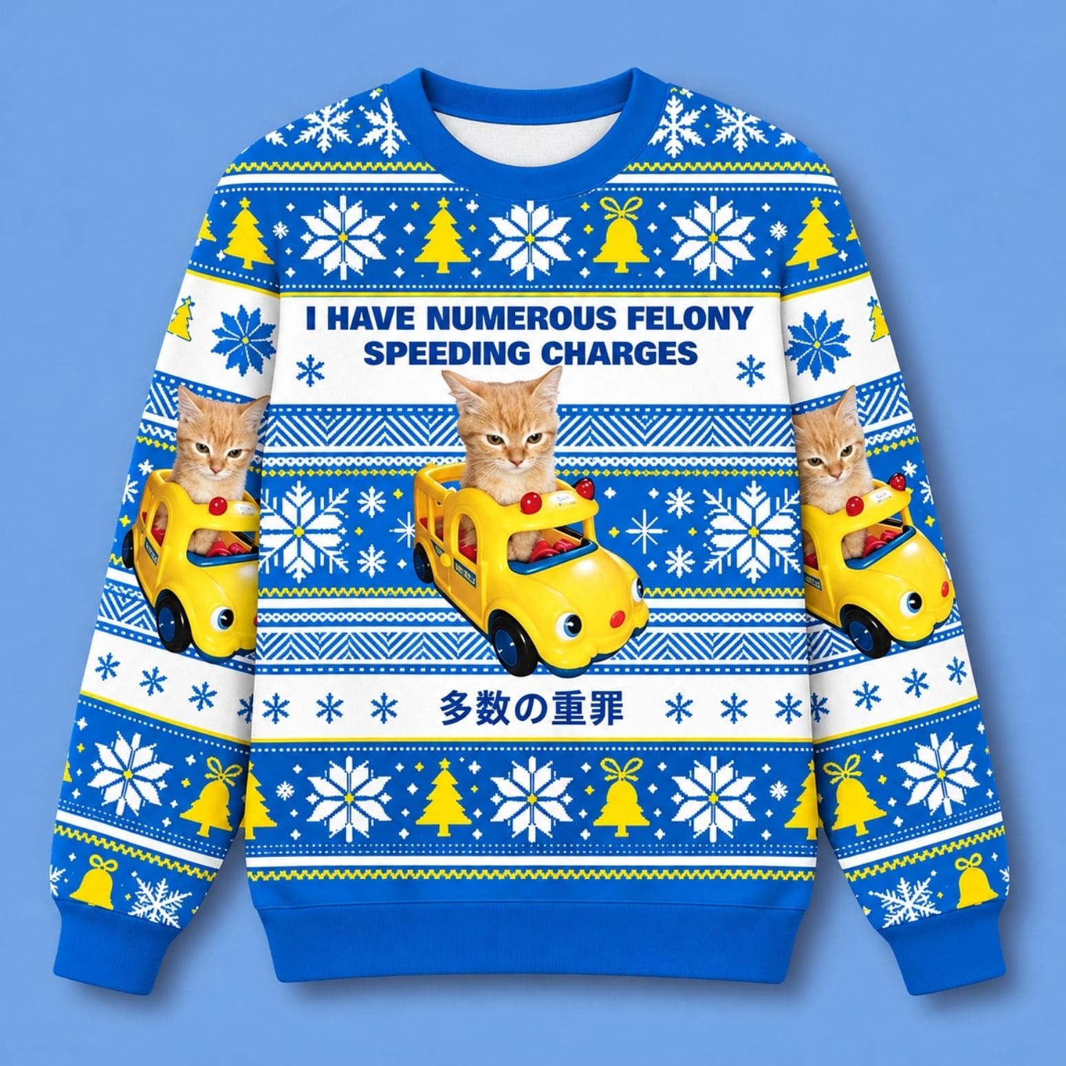 Cat I Have Numerous Felony For Speeding Charges Christmas Ugly Sweater Christmas Party Apparel