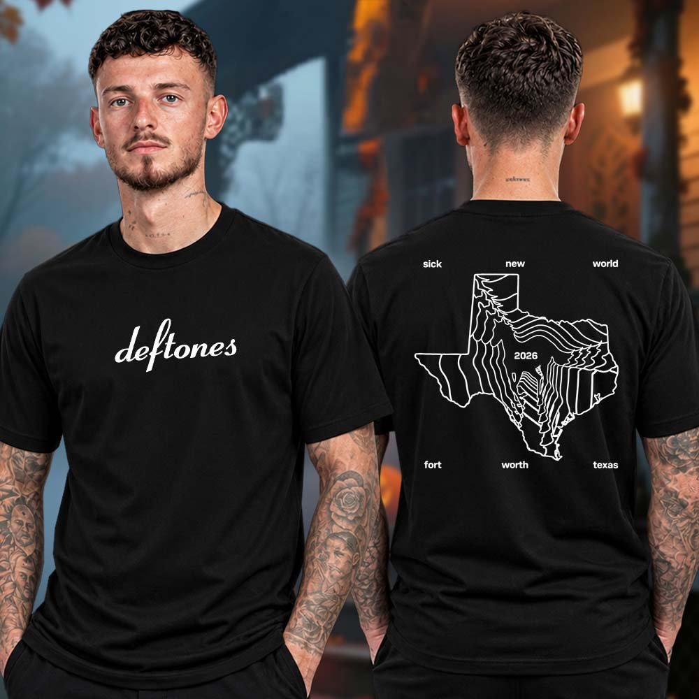 Deftones Merch Sick New World Texas 2026 Texas Map Event T-Shirt Deftones Clothing