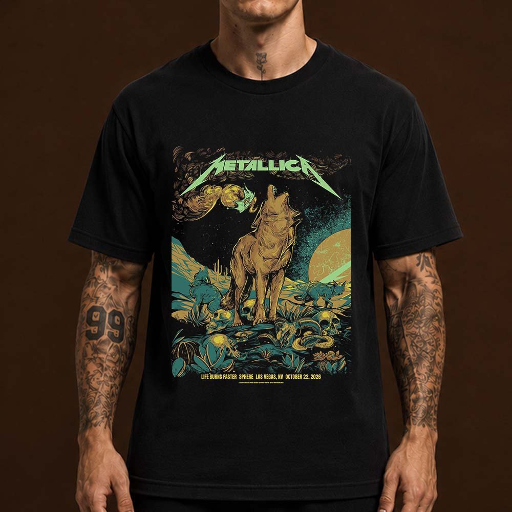Metallica Merch Life Burns Faster Tour Las Vegas NV 2026 Event Shirt Metallica Clothing