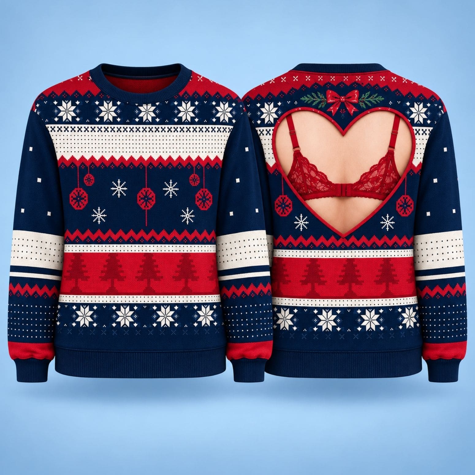 Funny Fat Back Bra Optical Illusion Ugly Christmas Sweater Xmas Party Apparel Funny Christmas Gifts