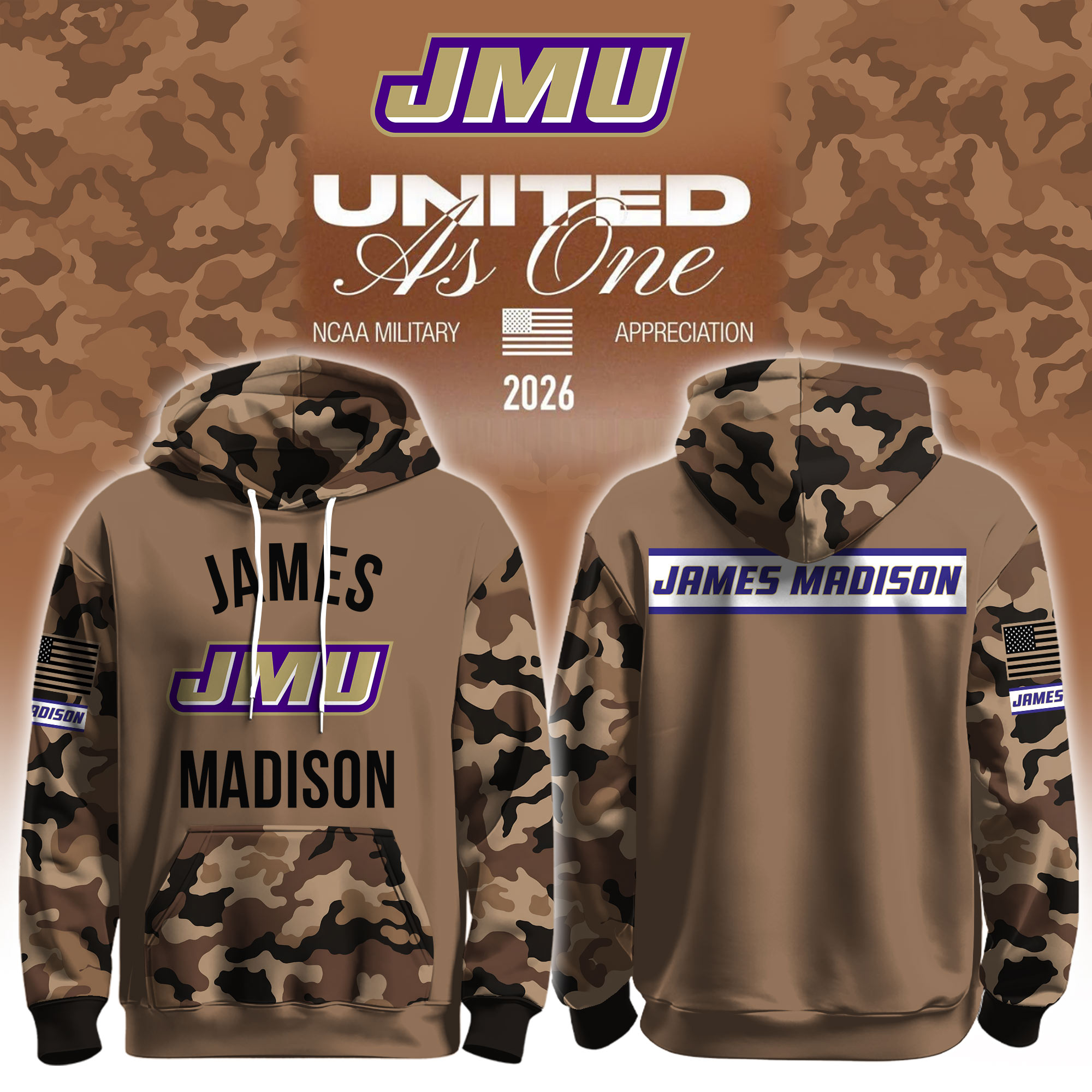 James Madison Dukes X 2026 Military Appreciation Hoodie James Madison Dukes Hooded Sweatshirt