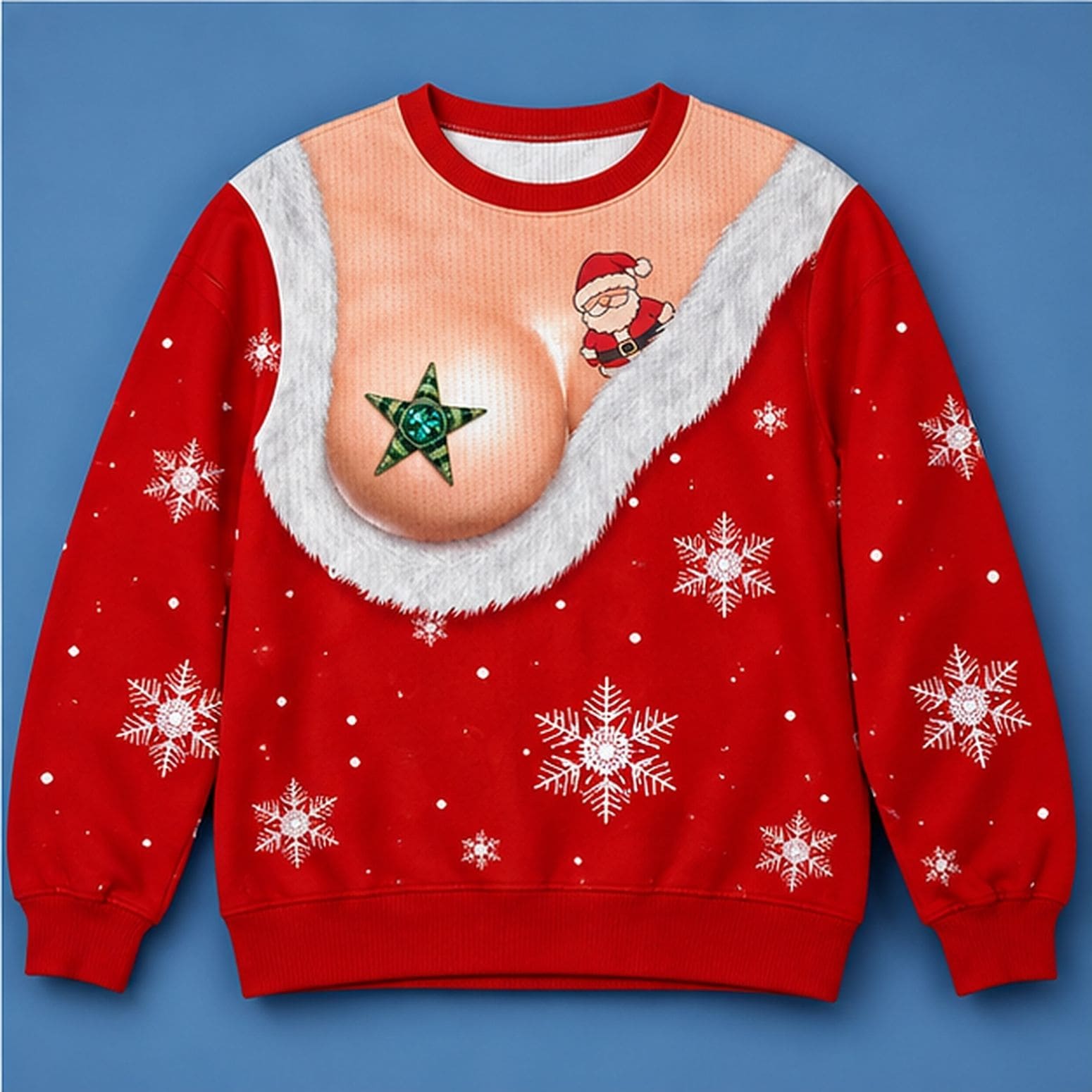 Funny Santa Cleavage Christmas Ugly Sweater Xmas Party Apparel Gifts For Wife