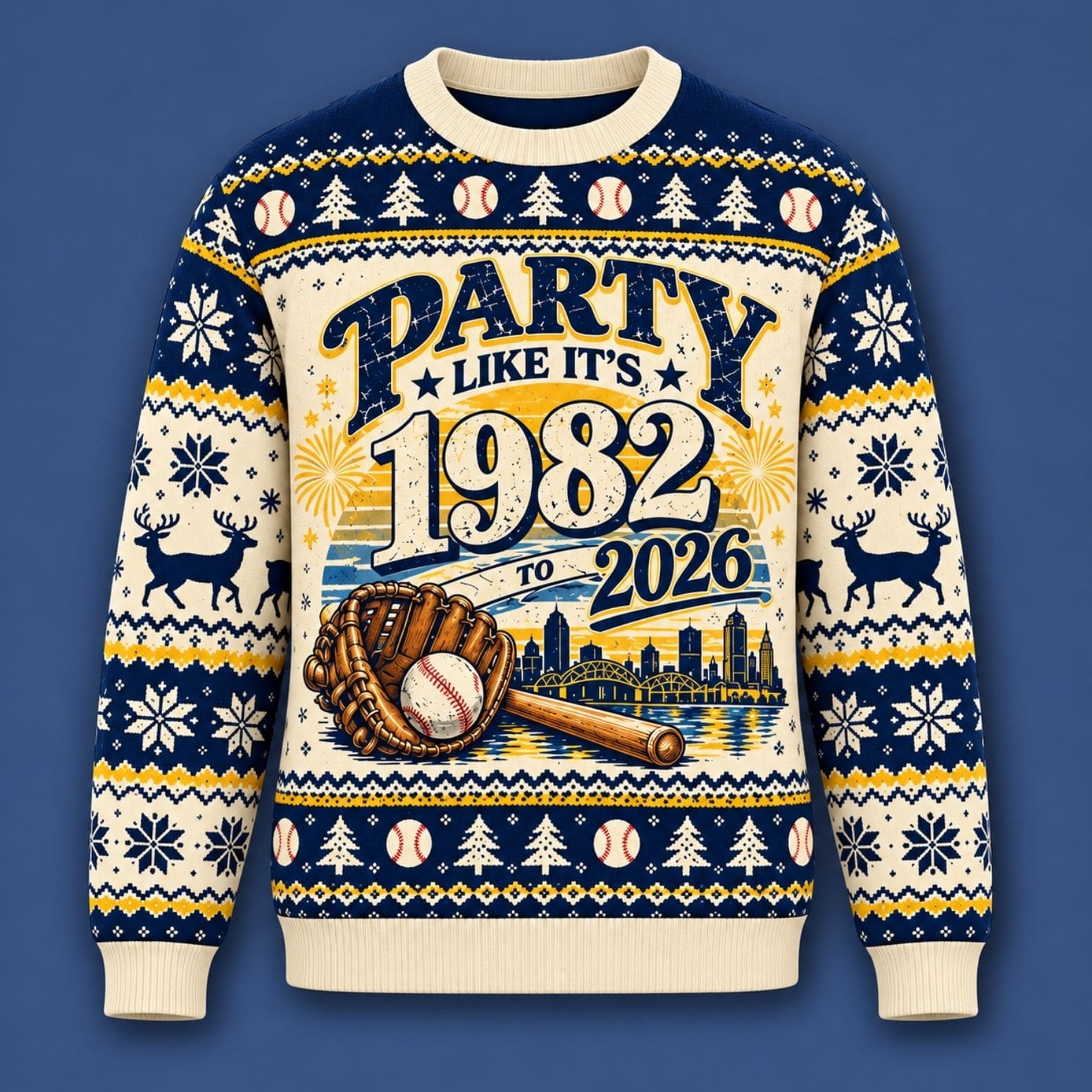 Milwaukee Brewers Party Like It’s 1982 Ugly Christmas Sweater Milwaukee Brewers Apparel Xmas Gift For Fans