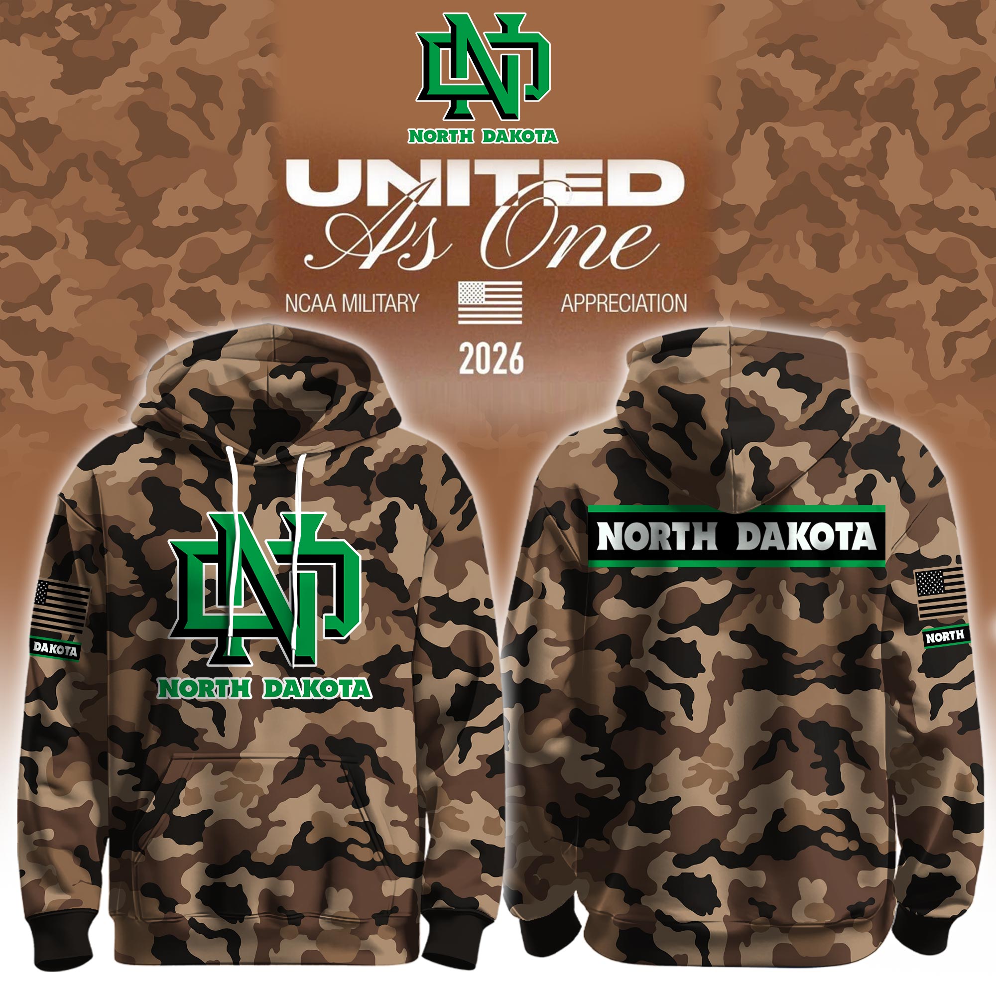 North Dakota Fighting Hawks X 2026 Military Appreciation Hoodie North Dakota Fighting Hawks Apparel Gift For Fans