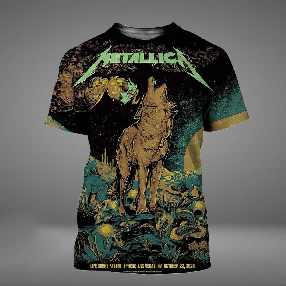 Metallica Merch Life Burns Faster Tour Las Vegas NV 2026 Event T-Shirt Metallica Concert Apparel