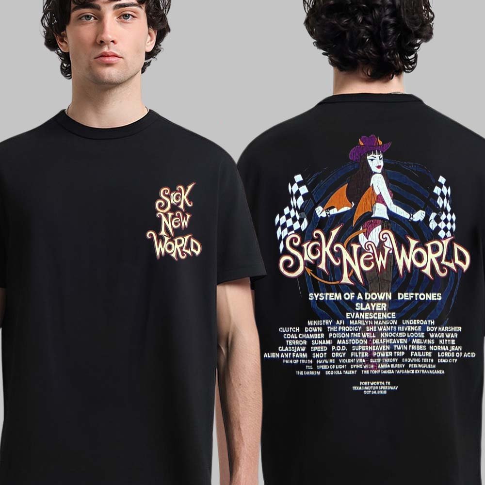 Sick New World Texas 2026 Festival Merch Goth Babe Starter Lineup T-Shirt Sick New World Concert Clothing