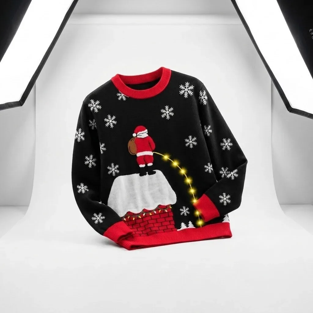 Santa Roof Light Up 2026 Christmas Ugly Sweater Christmas Apparel Xmas Party Outfits