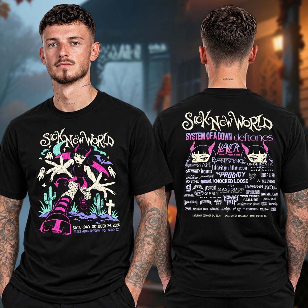Sick New World Texas 2026 Merch Purple Devil Girl Lineup T-Shirt Sick New World Clothing Fan Gifts