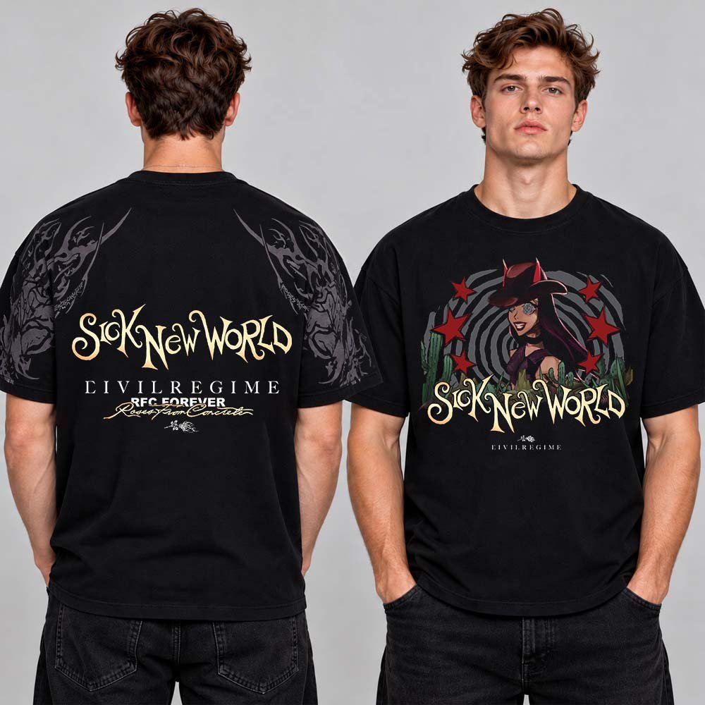 Sick New World Texas 2026 X Civil Regime Babe Cowboy Girl T-Shirt Sick New World Concert Apparel