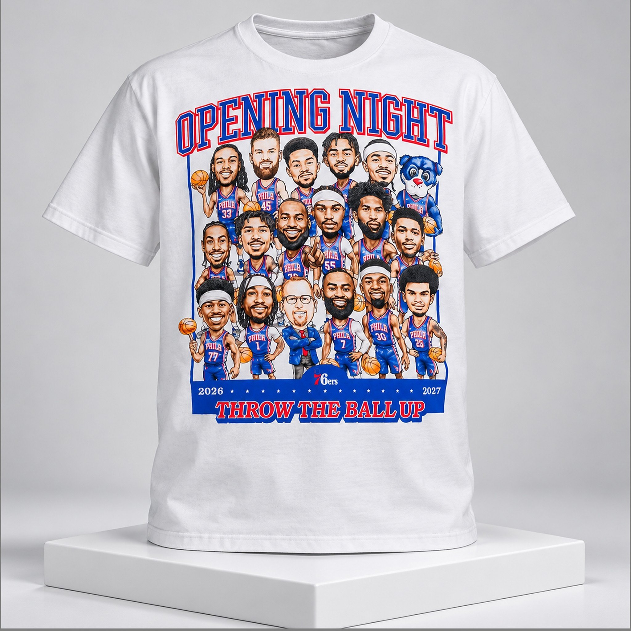 Philadelphia 76ers Merch Opening Night Throw The Ball Up 2026 2027 T-Shirt Philadelphia 76ers Clothing