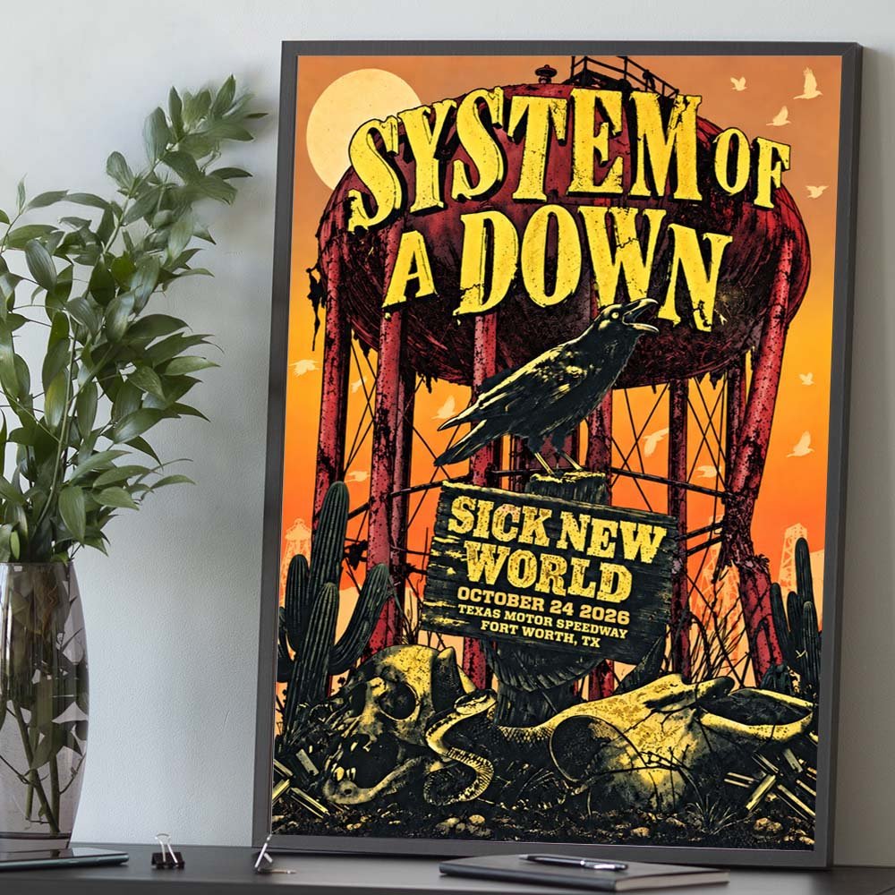 System Of A Down Merch Sick New World Texas 2026 Event Poster System Of A Down Concert Poster