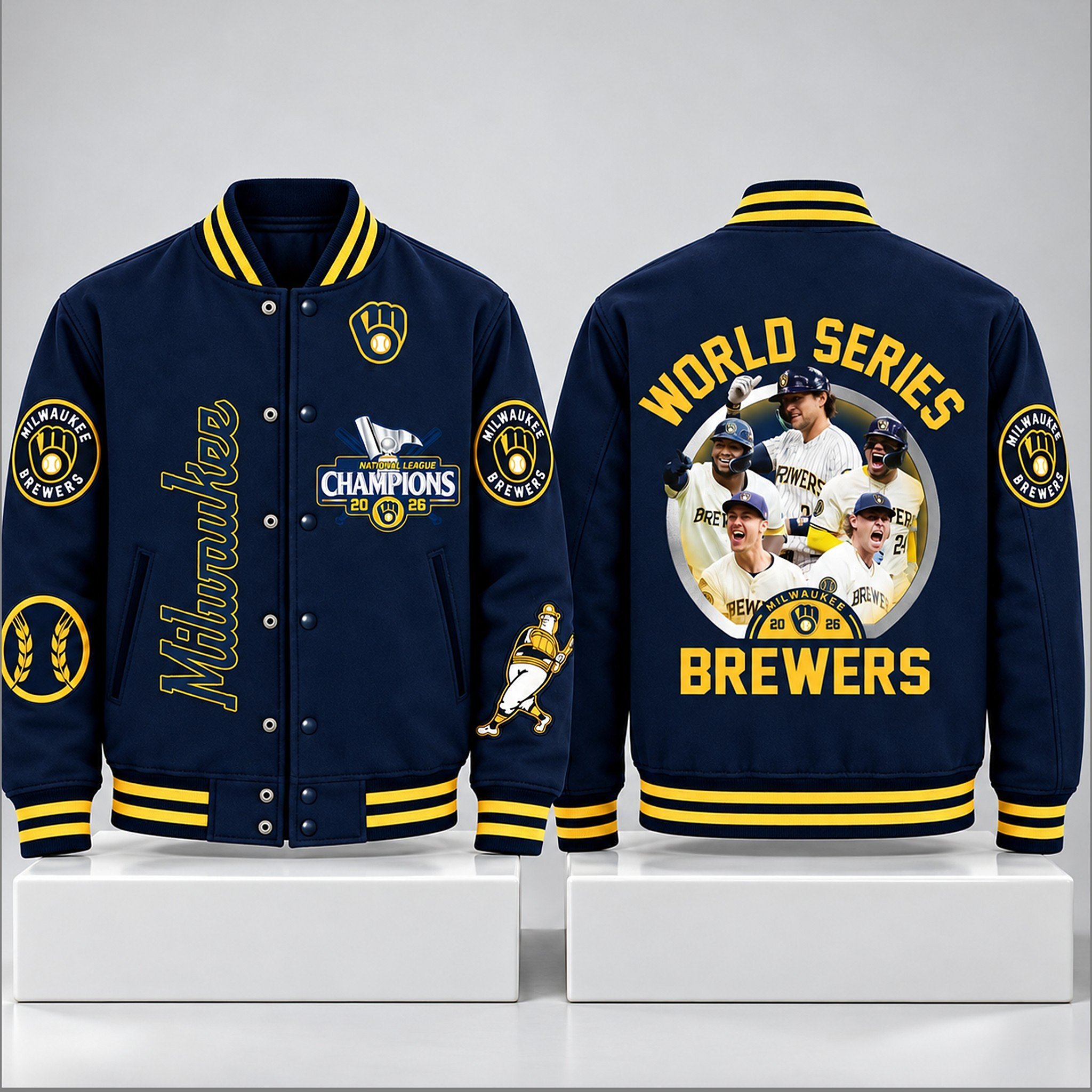 Milwaukee Brewers Merch 2026 World Series Champions Jacket Milwaukee Brewers Apparel Fan Gear