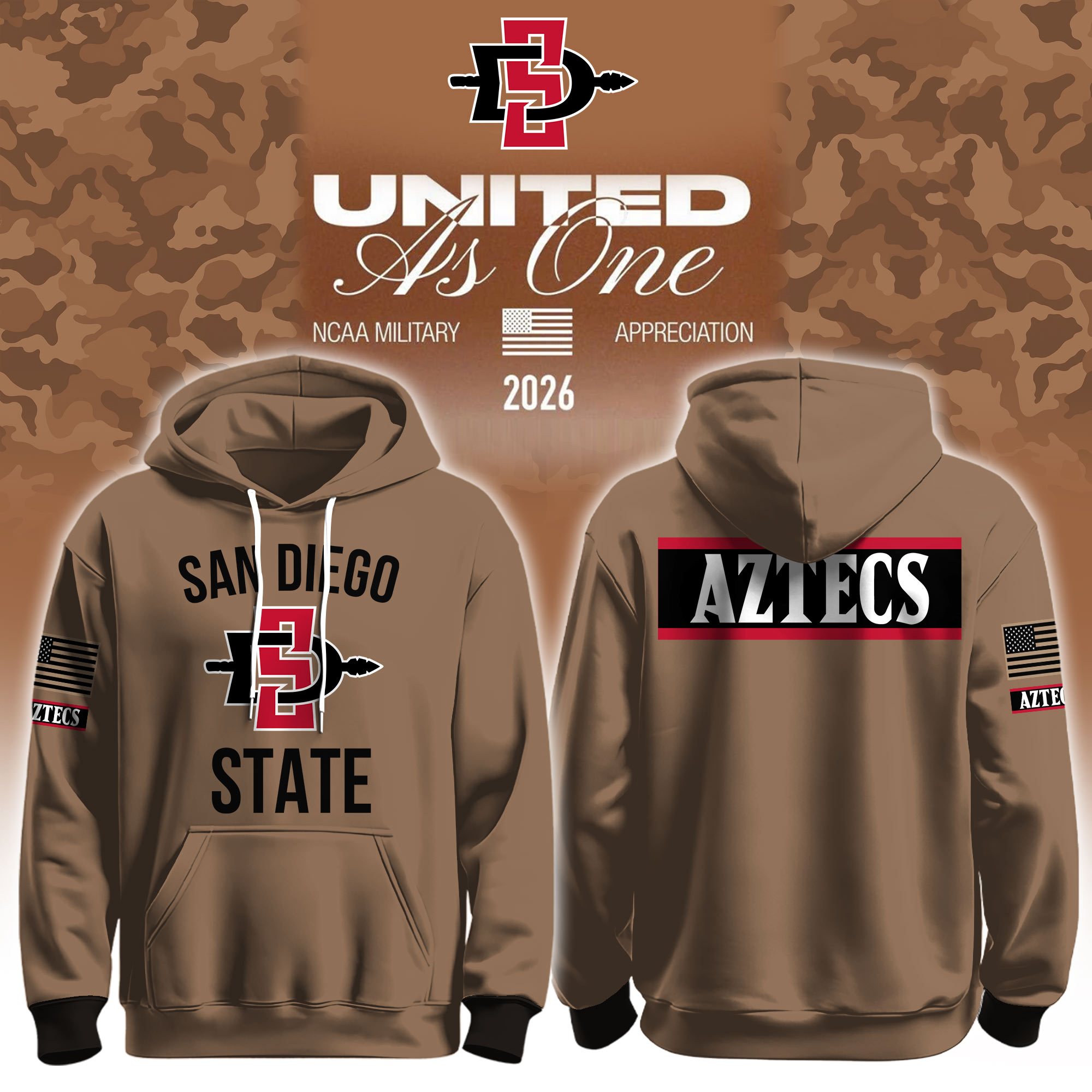 San Diego State Aztecs X 2026 Military Appreciation Hoodie San Diego State Aztecs Merch