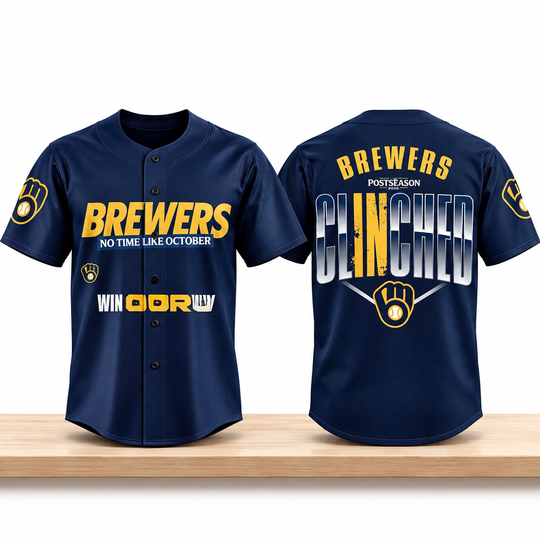 Milwaukee Brewers Merch Clinched Postseason No Time Like October Win Our Way 2026 Jersey