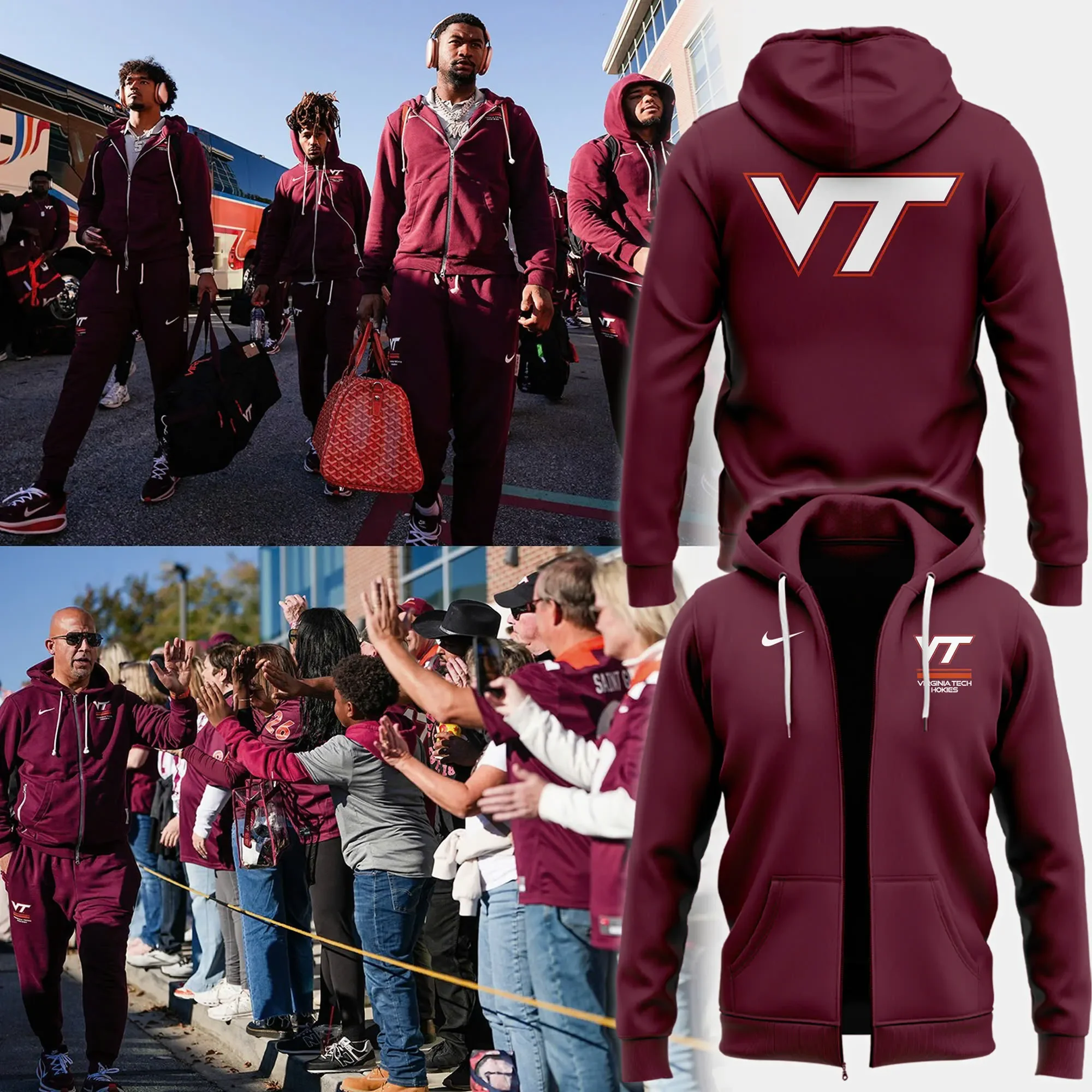 Virginia Tech Hokies Football Zip Hoodie Virginia Tech Hokies Apparel Best Gifts For Fans